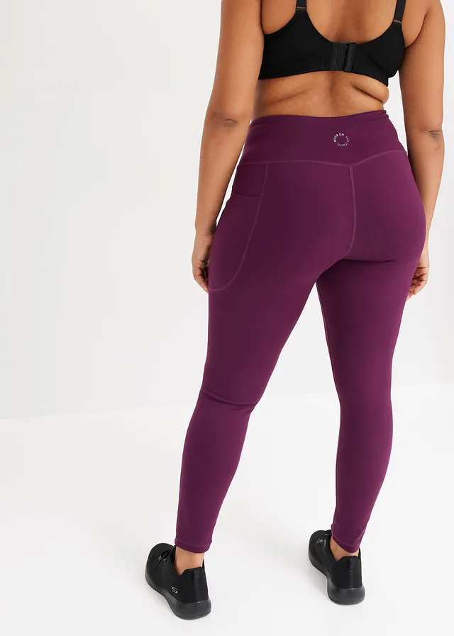 Comfort sportlegging met telefoonzakje, sneldrogend, Kleur: vlierbes