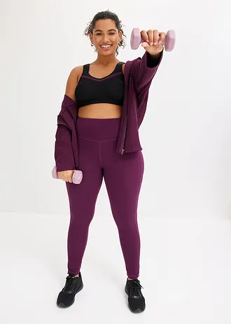 Comfort sportlegging met telefoonzakje, sneldrogend, Kleur: vlierbes