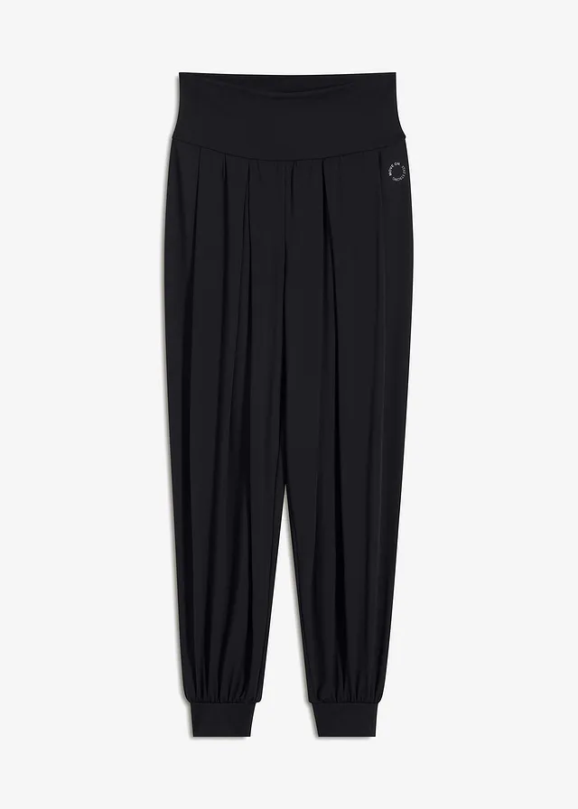 Pantalon de sport ample avec taille retroussable, Couleur: noir
