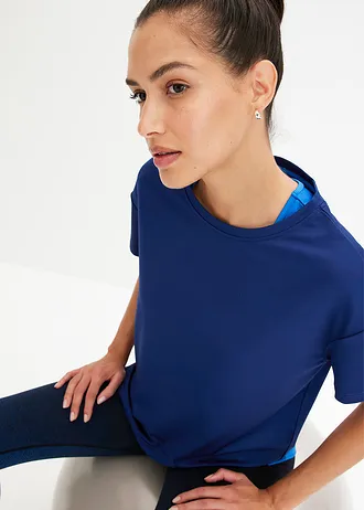 T-shirt sportowy 2w1, szybkoschnący • granatowy-niebieski horyzont • sklep bonprix