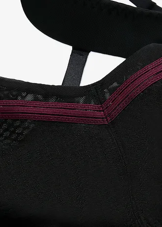 Sport melltartó, erősen tart • fekete/bodza • bonprix áruház