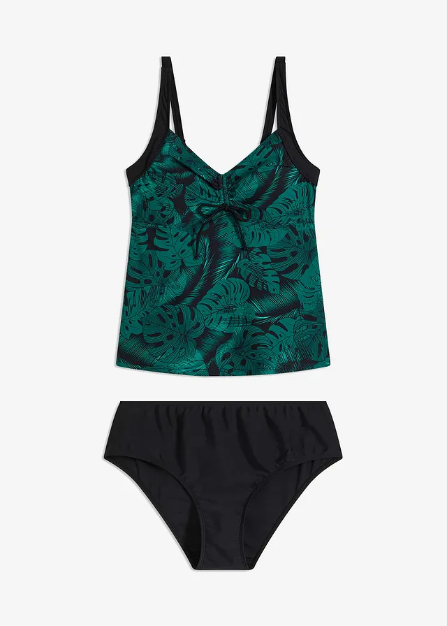 Tankini met gerecycled polyamide (2-dlg. set) met plooitjes