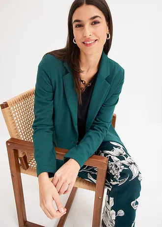 Blézer dzsörzé-krepp anyagból • mélyzöld • bonprix áruház