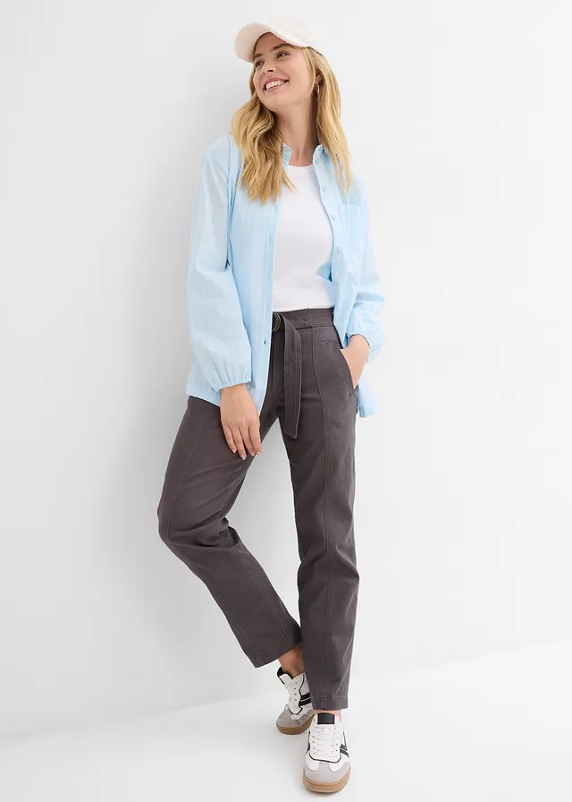 Pantaloni din amestec de bumbac și elastan antracit