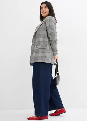 Straight stretch jeans mid waist, Kleur: donkerblauw denim