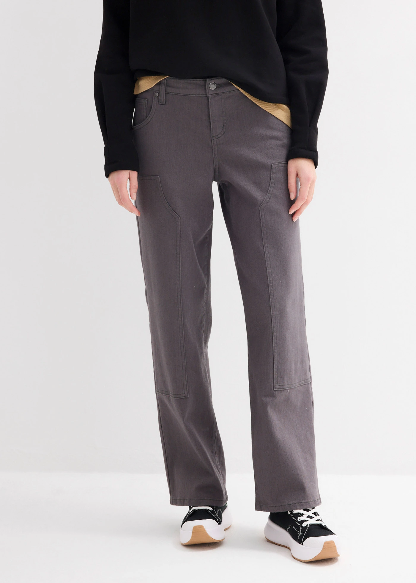 Twill broek van elastische katoenmix • leisteengrijs • bonprix online shop