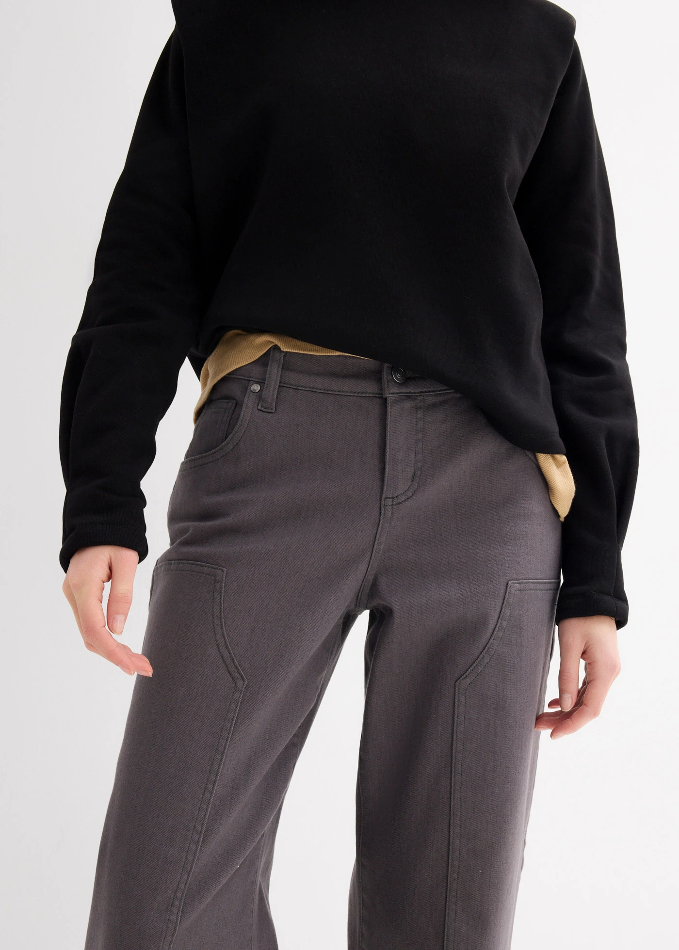 Twill broek van elastische katoenmix • leisteengrijs • bonprix online shop