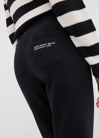 Tepláky, super soft, vyhnuté zakončenie • čierna • obchod bonprix
