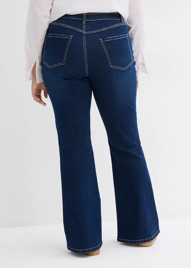 Flared stretch jeans, high waist, Kleur: blue stone used