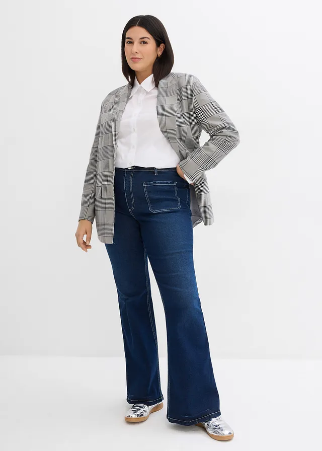 Flared stretch jeans, high waist, Kleur: blue stone used