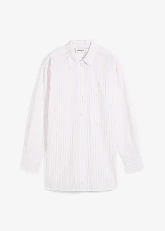 Bluzka koszulowa w paski • jasny piaskowy - biały w paski • sklep bonprix