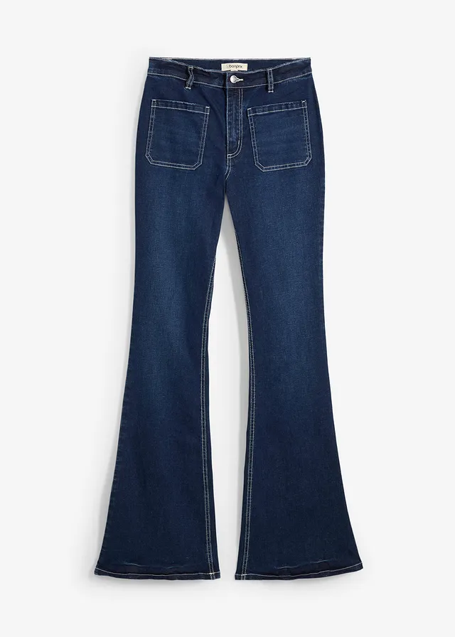 Blugi Bootcut High Waist, Stretch Full Length
