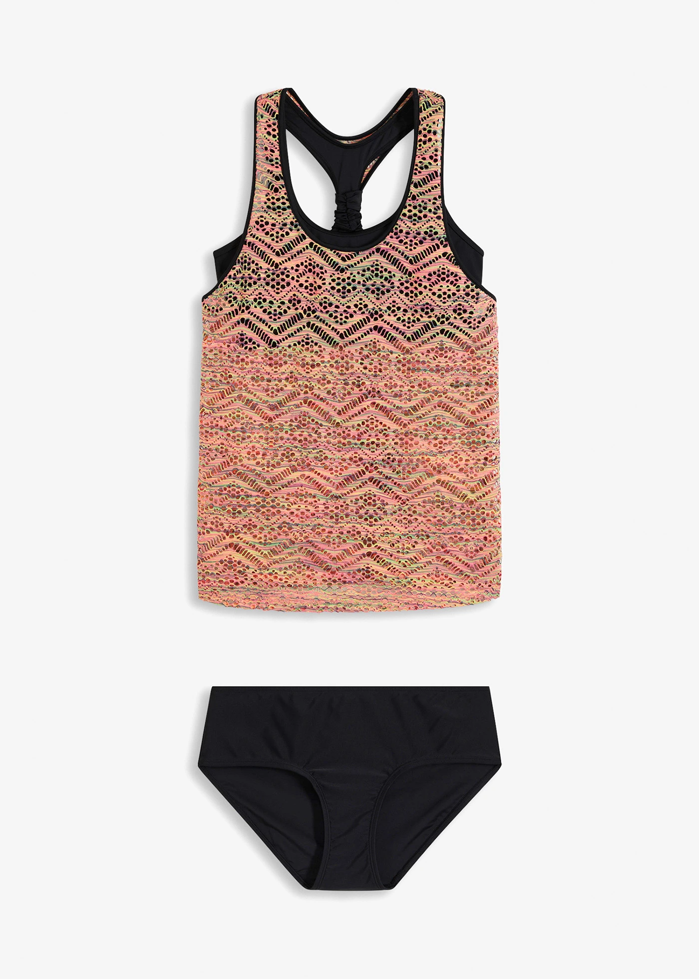 Tankini met elastisch kant (2-dlg. set) • pink gestreept • bonprix online shop