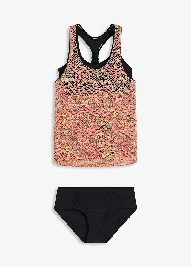 Tankini cu dantelă elastică (set/2 piese) • pink cu dungi • magazin bonprix