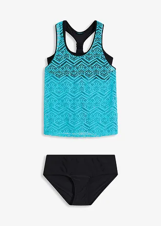Tankini met elastisch kant (2-dlg. set) • turkoois • bonprix online shop