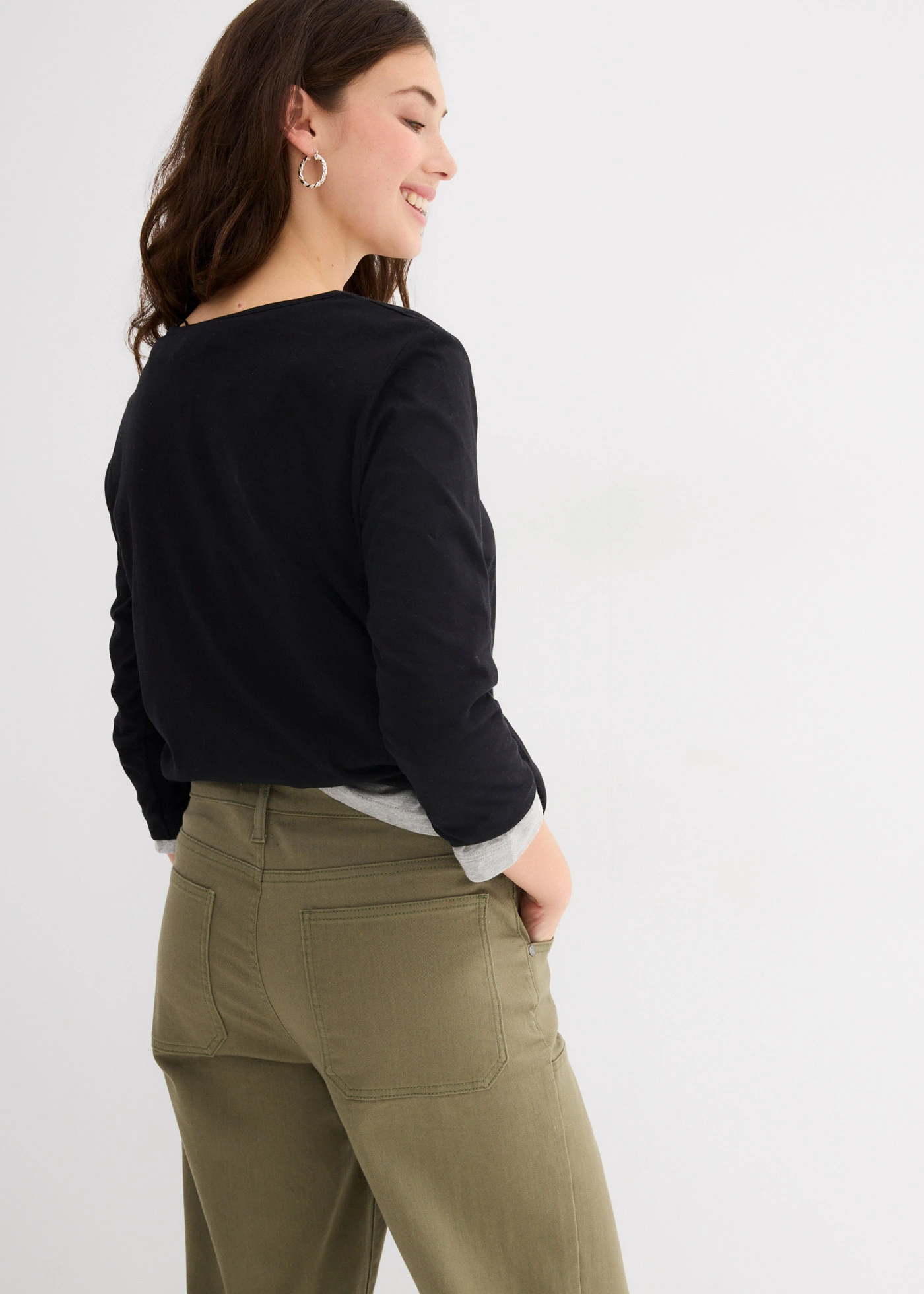 Twill broek van elastische katoenmix • olijfgroen • bonprix online shop