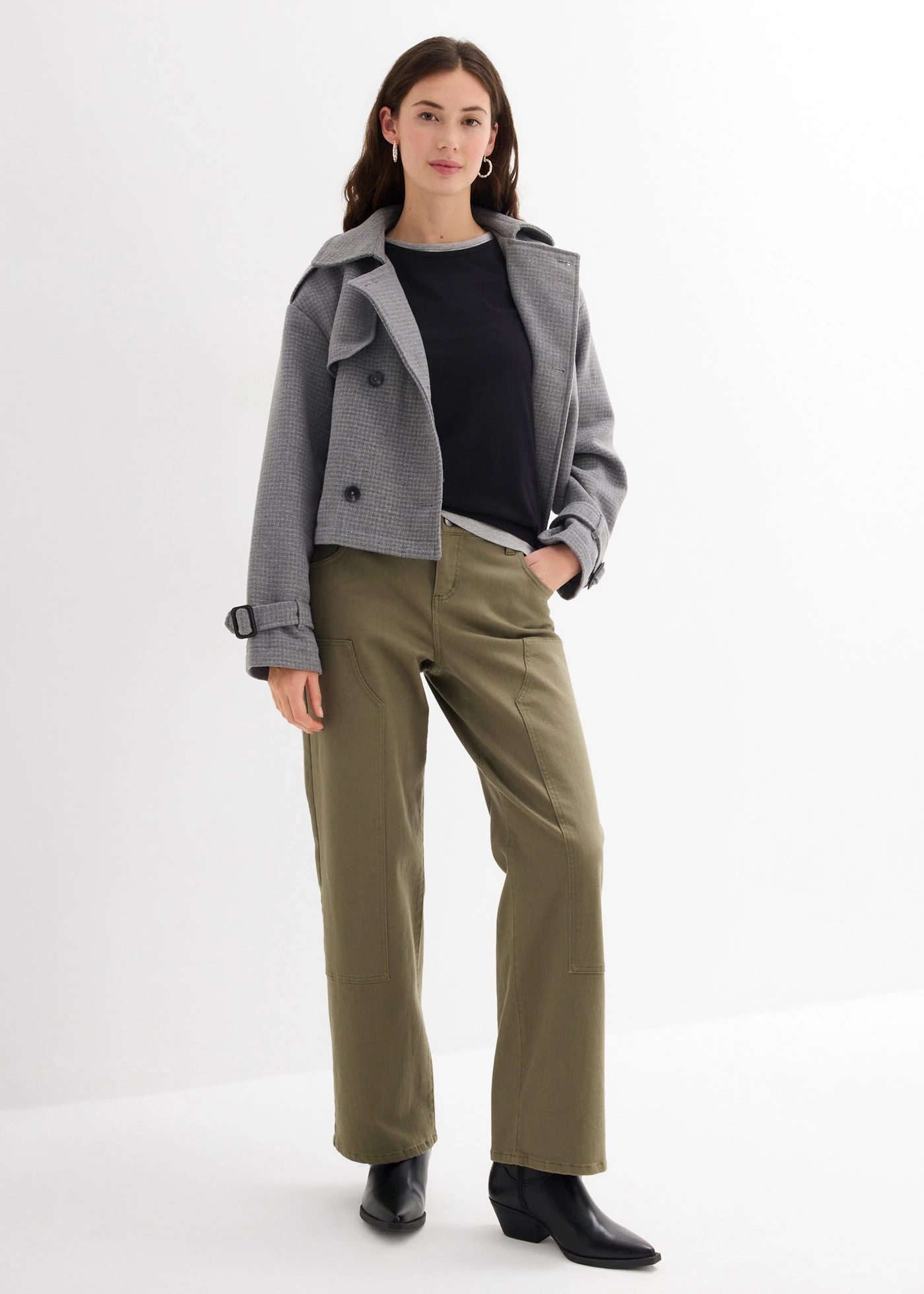 Twill broek van elastische katoenmix • olijfgroen • bonprix online shop