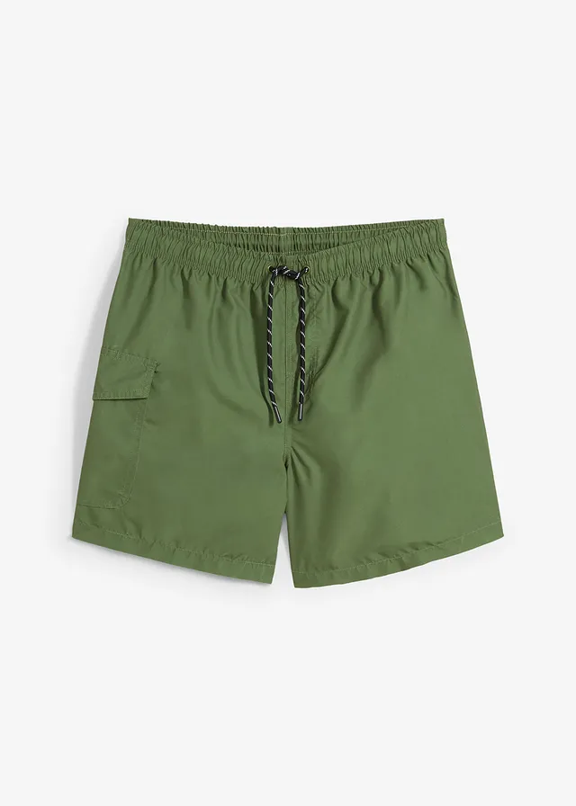 Zwemshort met cargozak, Kleur: donkerkaki