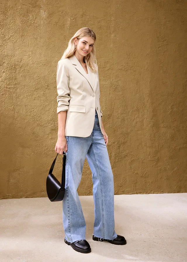 Oversize blazer rokerig kaki