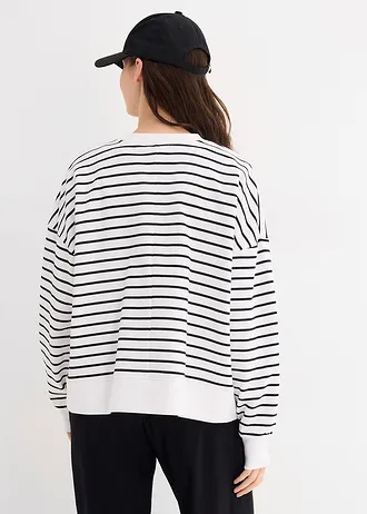 Oversize mikina ze směsi s bavlnou • bílo-černá s proužky • bonprix obchod