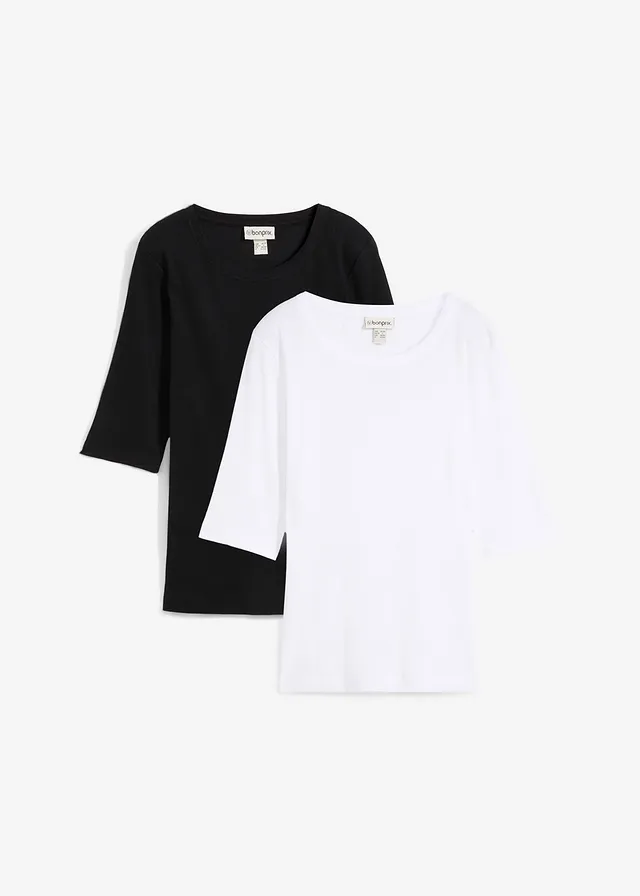 Geribd shirt met biologisch katoen (set van 2)