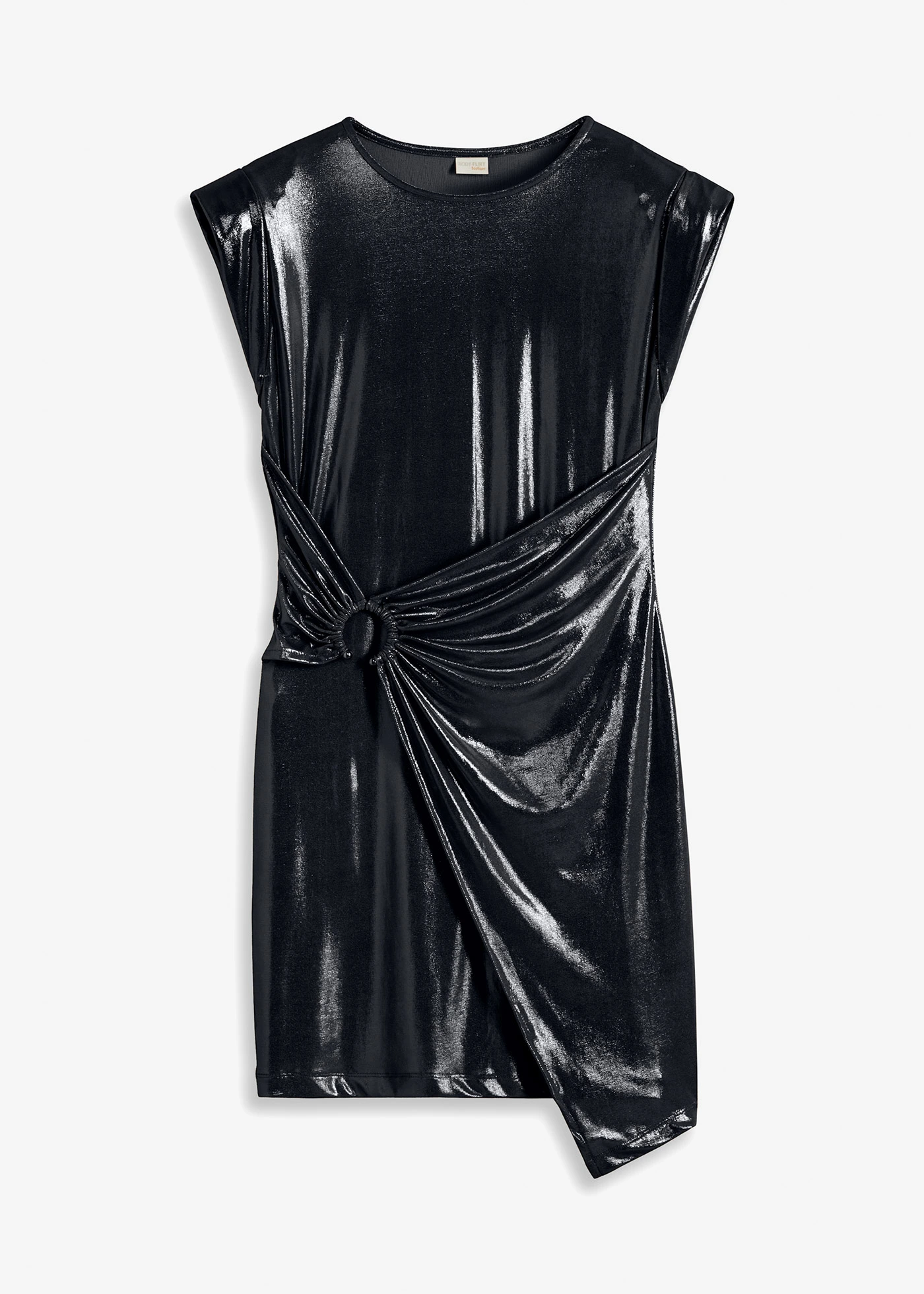 Sukienka mini z dekoracyjną sprzączką • czarny z połyskiem • bonprix obchod