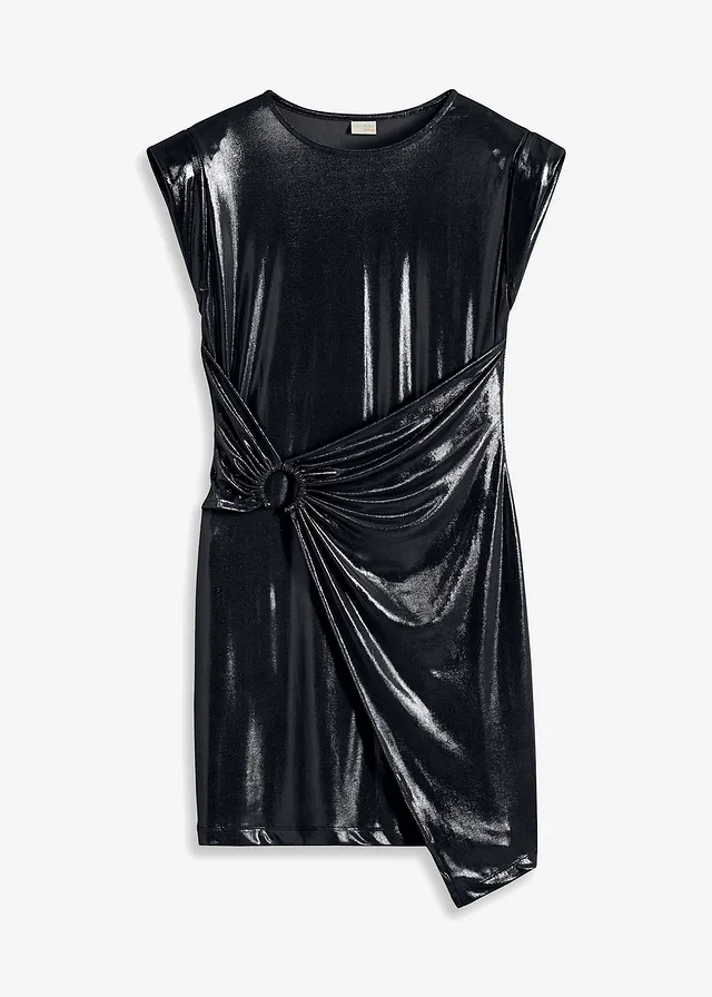 Sukienka mini z dekoracyjną sprzączką • czarny z połyskiem • bonprix obchod