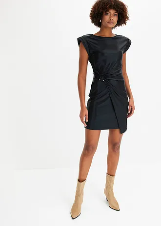 Sukienka mini z dekoracyjną sprzączką • czarny z połyskiem • bonprix obchod