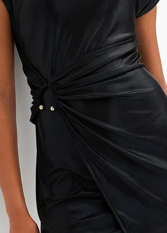 Sukienka mini z dekoracyjną sprzączką • czarny z połyskiem • bonprix obchod