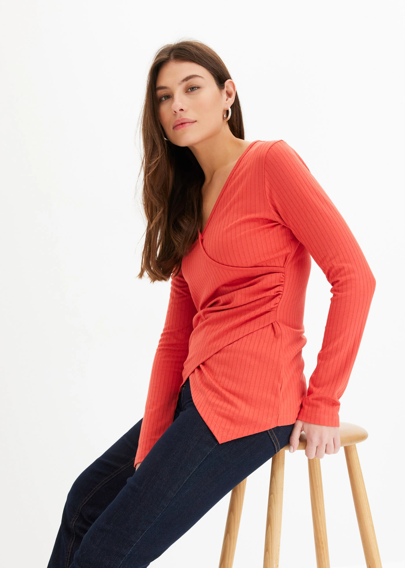 Geribd shirt • mat koraal • bonprix online shop