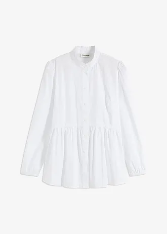 Lange blouse met plooitjes, Kleur: wit