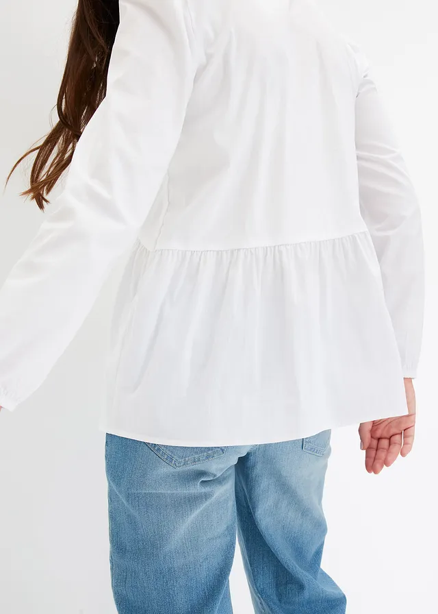 Lange blouse met plooitjes • wit • product-page.page-title-suffix