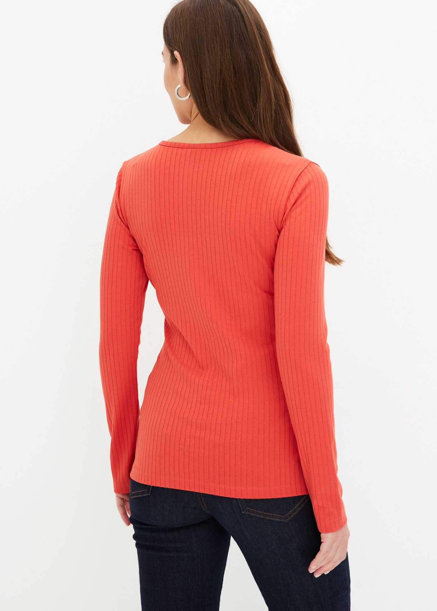 Žebrované tričko se zavinovacím vzhledem • matně korálová • bonprix obchod