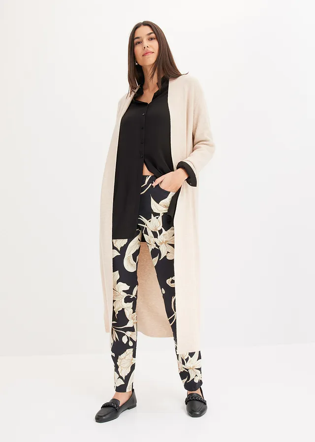 Chemisier long en viscose noir floral