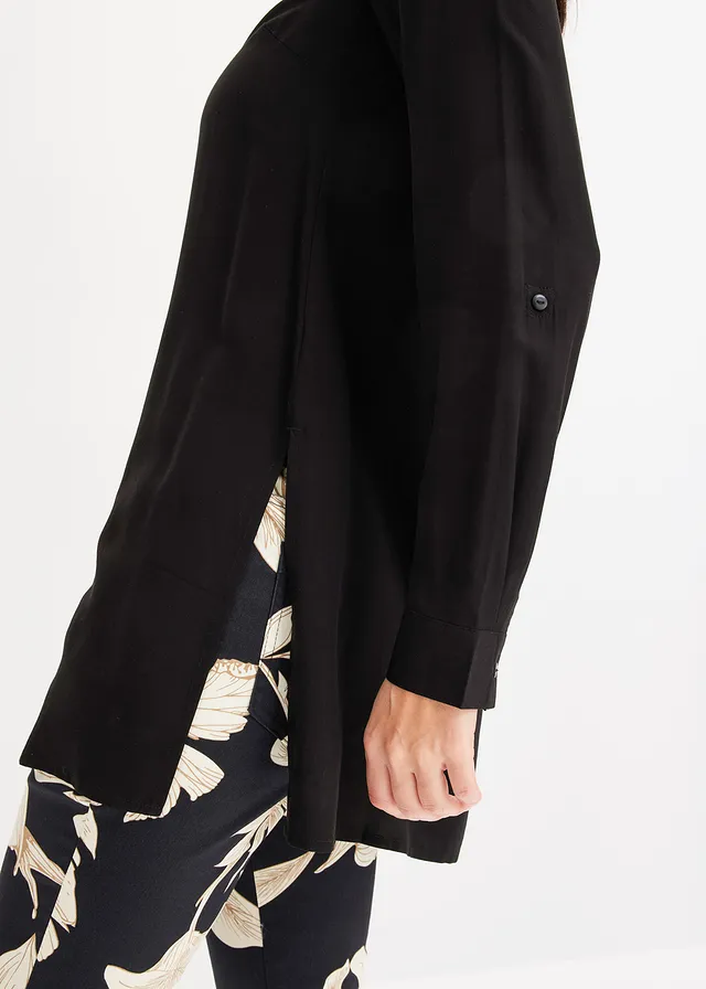 Lange blouse van viscose • zwart • product-page.page-title-suffix