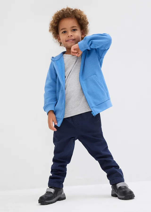 Bluză cu mâneci lungi cu bumbac organic (set/3 buc.) • bleumarin+gri deschis melanj+albastru-cristal • magazin bonprix