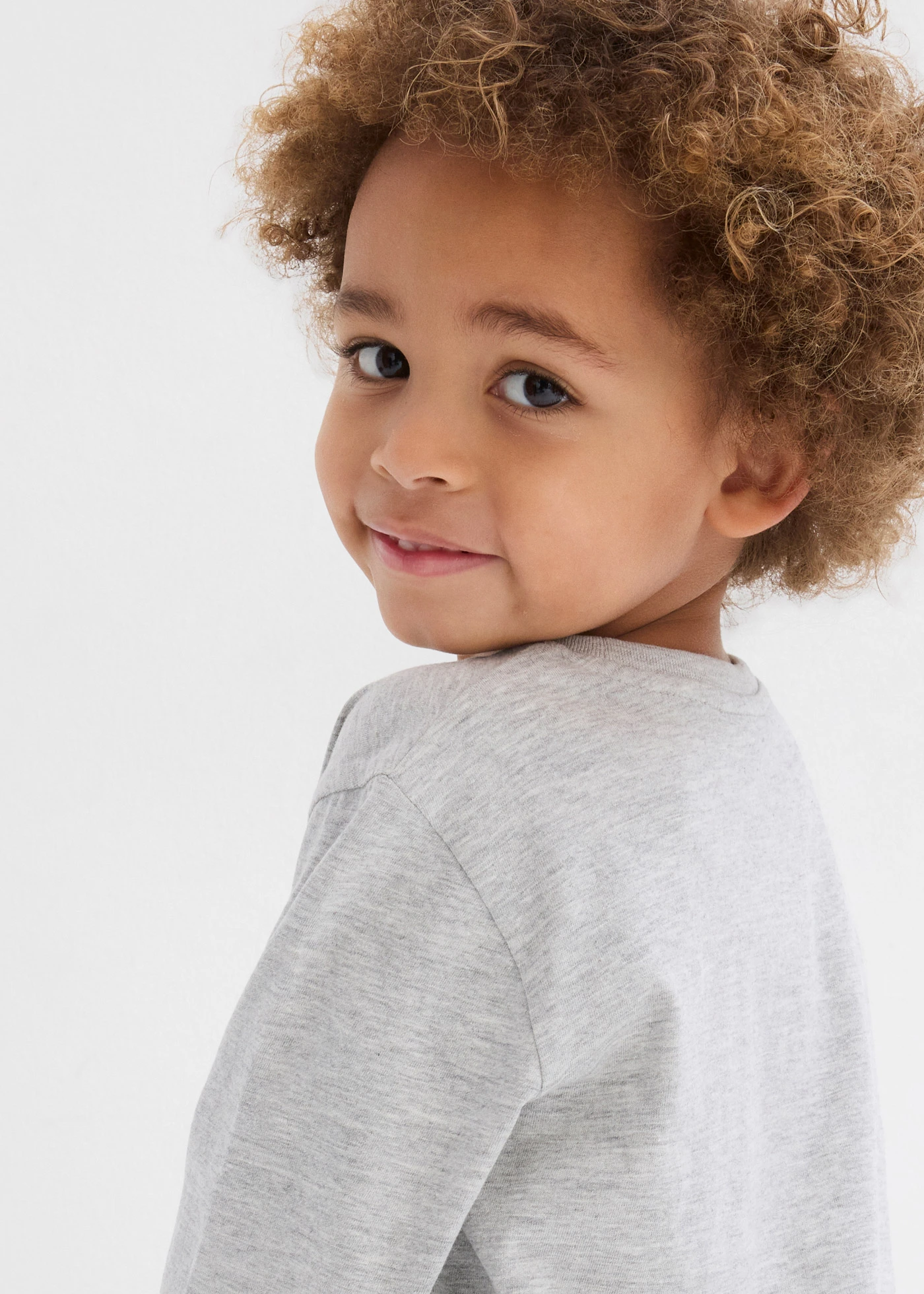 Bluzka z długim rękawem z bawełny organiczej ( 3 szt.) • granatowy+jasnoszary melanż+niebieski • sklep bonprix