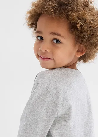 Bluzka z długim rękawem z bawełny organiczej ( 3 szt.) • granatowy+jasnoszary melanż+niebieski • sklep bonprix