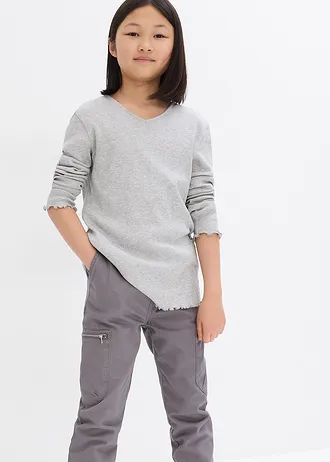 Geribd shirt met biologisch katoen (set van 2), Kleur: lichtgrijs gemêleerd+bloesempink