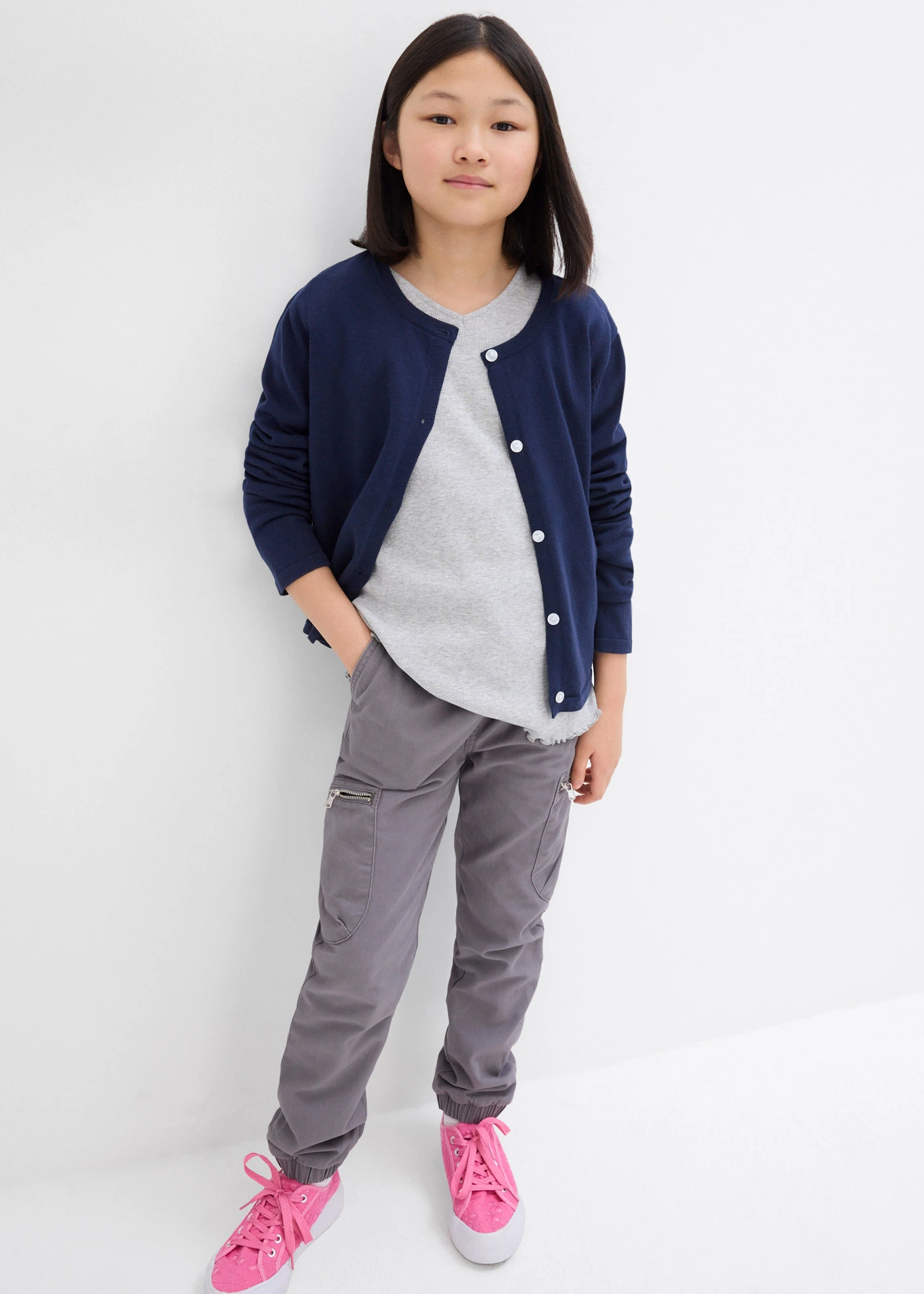 Geribd shirt met biologisch katoen (set van 2) • lichtgrijs gemêleerd+bloesempink • bonprix online shop