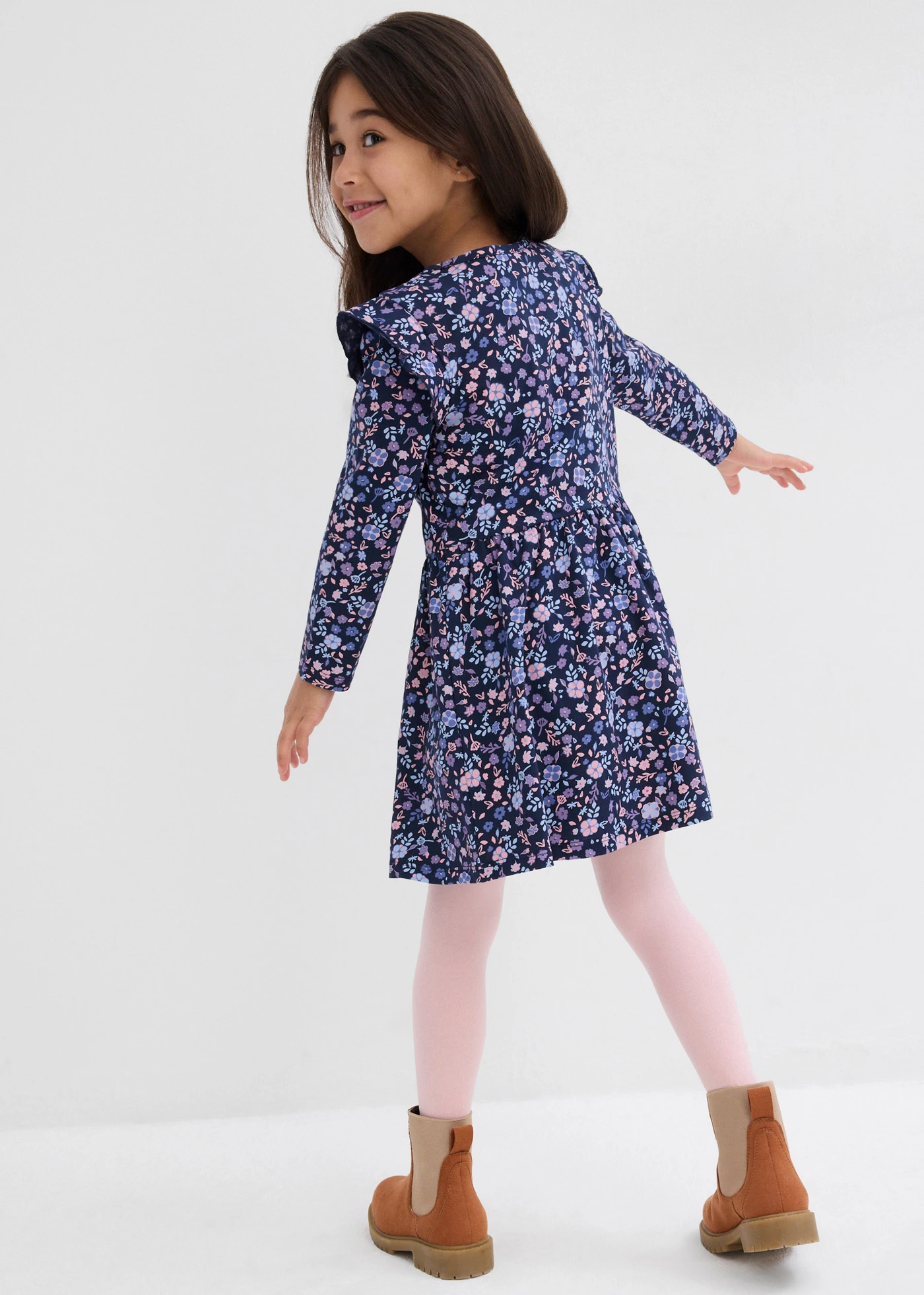 Jersey jurk van biologisch katoen • donkerblauw gebloemd • bonprix online shop