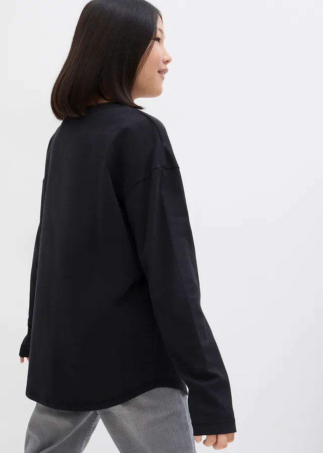Longsleeve van biologisch katoen, Kleur: zwart