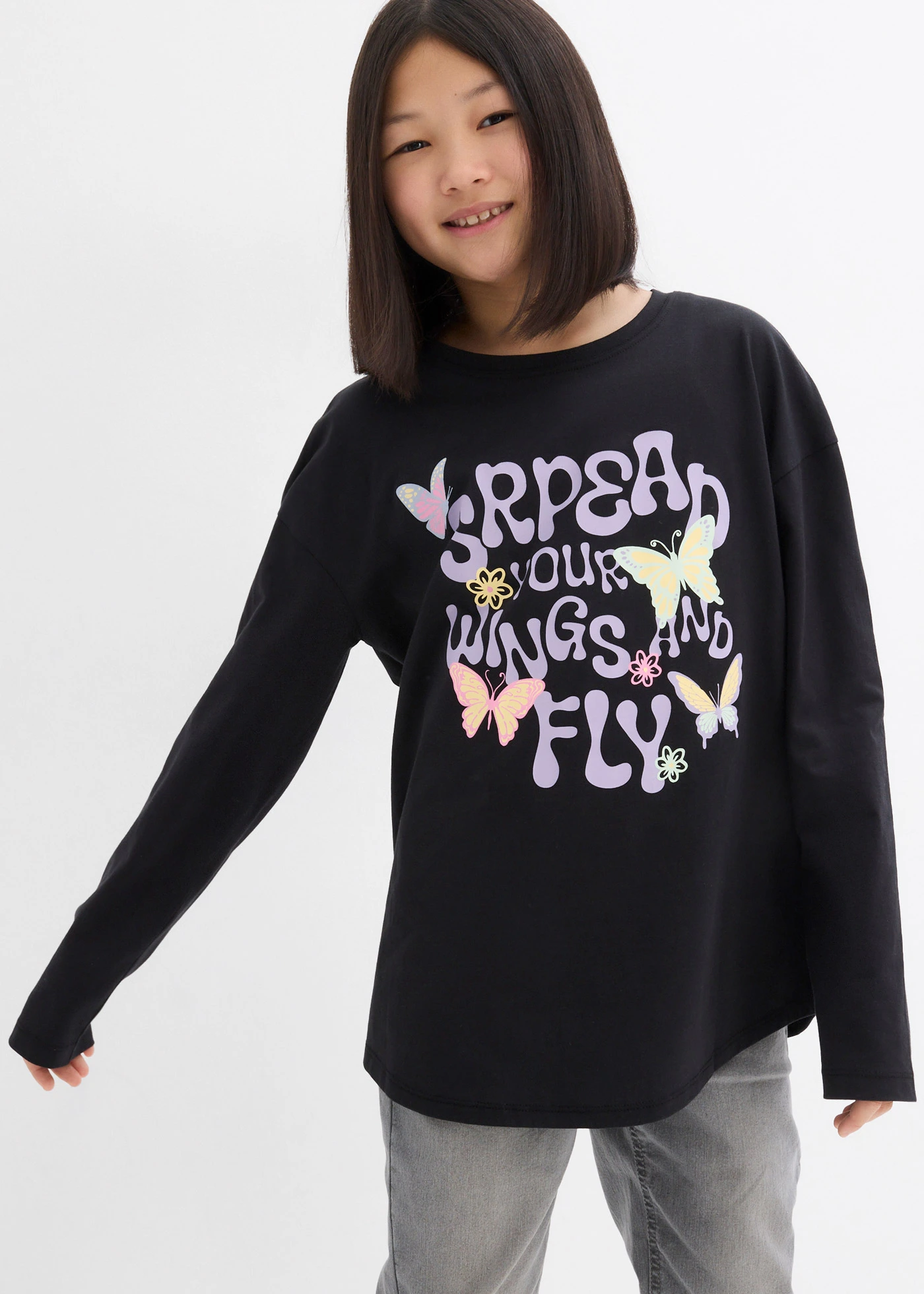 Longsleeve van biologisch katoen • zwart • bonprix online shop