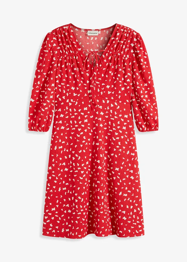 Rochie din jerse în linie de A • roşu-căpşună • magazin bonprix