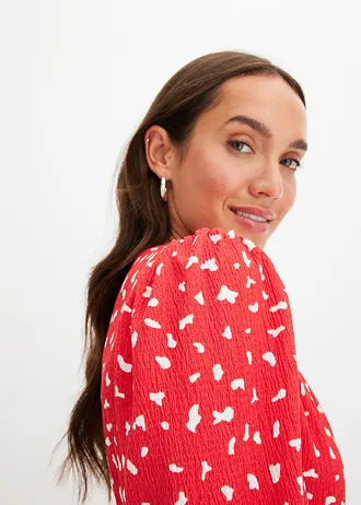 Rochie din jerse în linie de A • roşu-căpşună • magazin bonprix