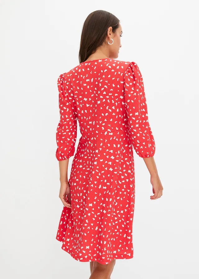 Jersey jurk in A-lijn • aardbeirood gedessineerd • product-page.page-title-suffix