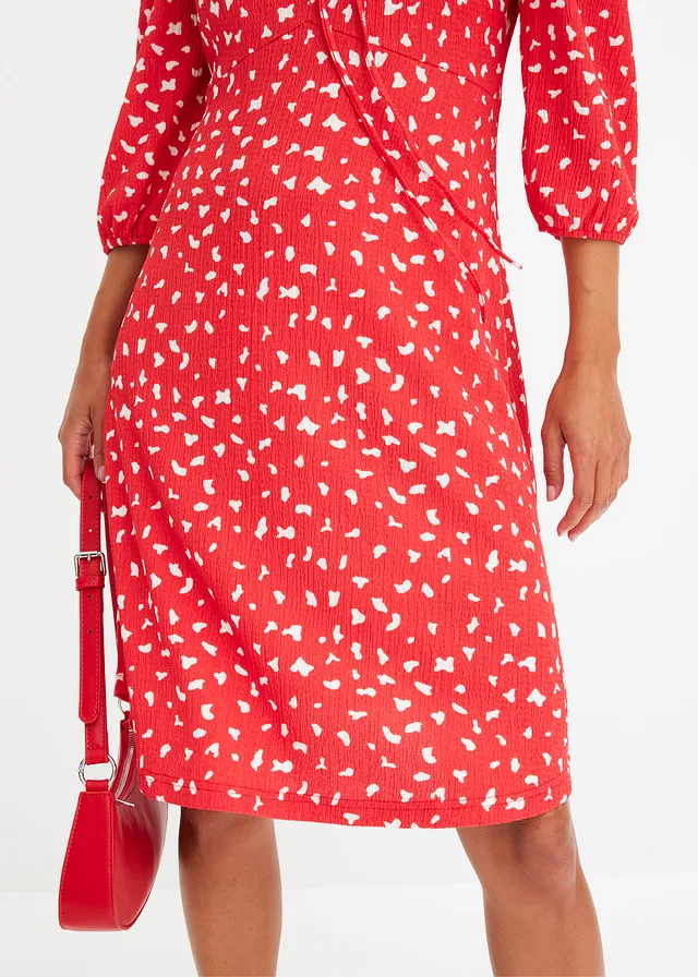 Jersey jurk in A-lijn • aardbeirood gedessineerd • product-page.page-title-suffix