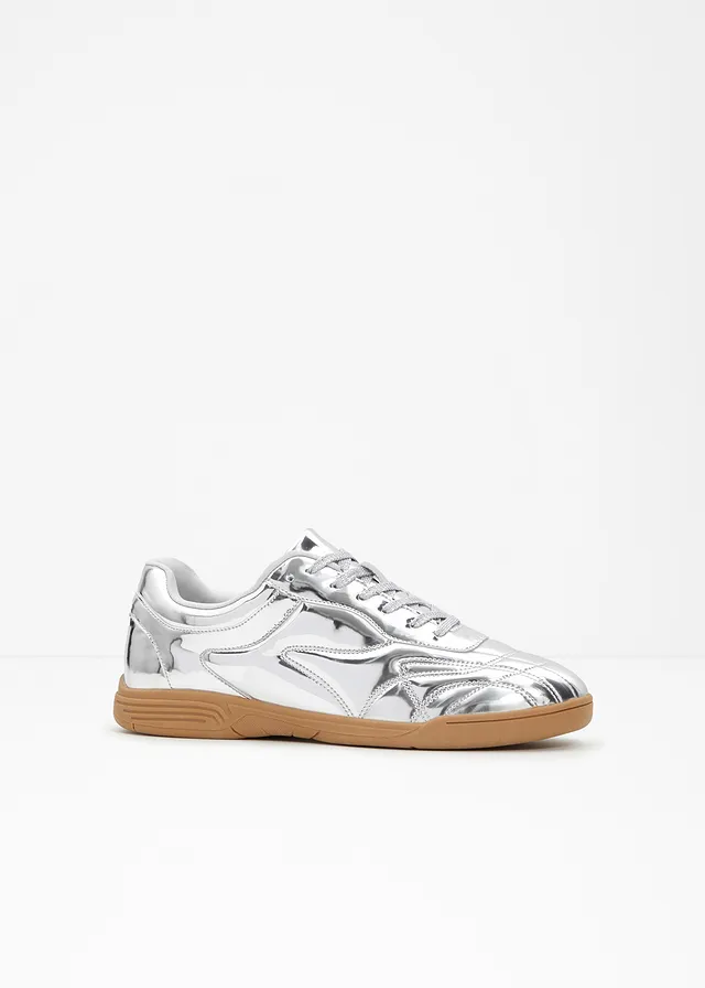 Sneakers au look rétro, Couleur: argenté métallisé
