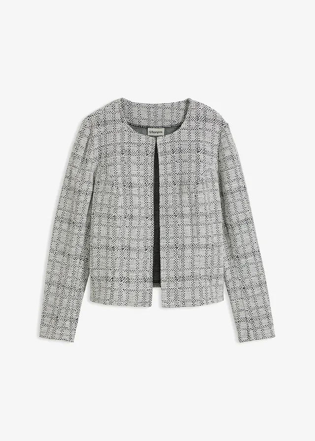 Jachetă tricotată din material cu bumbac • negru/ecru • magazin bonprix