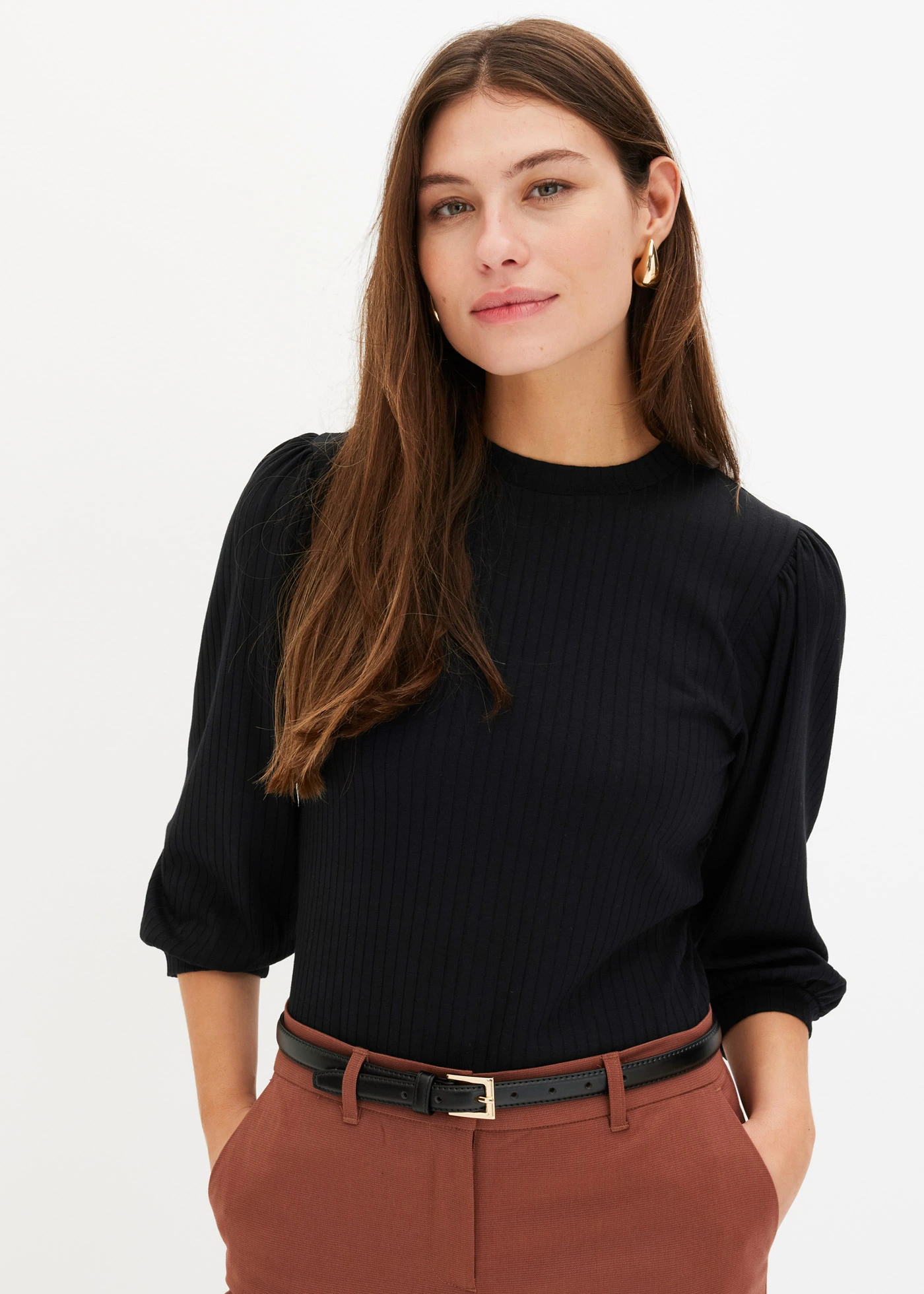 Shirt met volumineuze mouwen • zwart • bonprix online shop